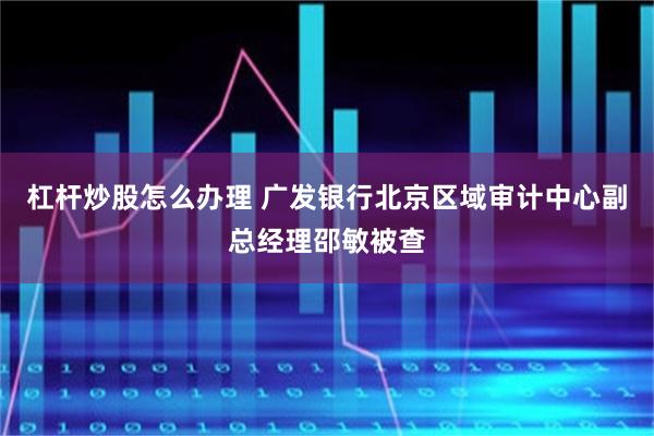 杠杆炒股怎么办理 广发银行北京区域审计中心副总经理邵敏被查