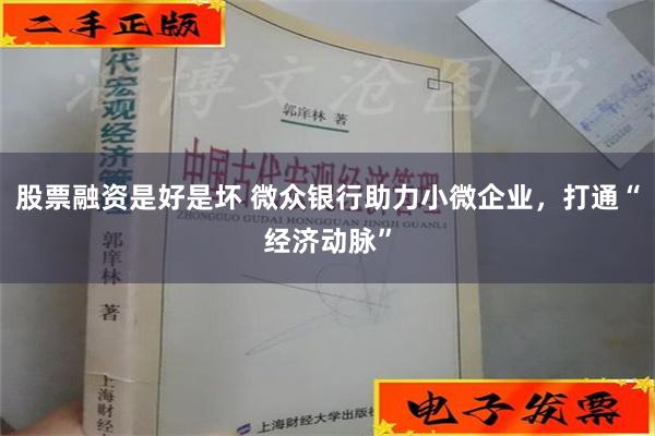 股票融资是好是坏 微众银行助力小微企业，打通“经济动脉”